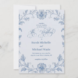 Convite de Casamento com Caligrafia Francesa Vinta