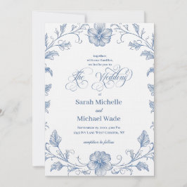 Convite de Casamento com Caligrafia Francesa Vinta