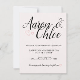 Convite de Casamento com Caligrafia Minimalista De