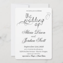 Convite de Casamento com Caligrafia Minimalista El
