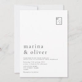 Convite de Casamento com Caligrafia Minimalista Mo