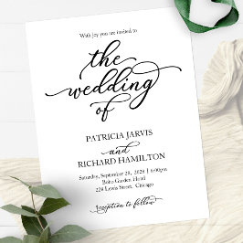 Convite de Casamento com Caligrafia Simples e Eleg