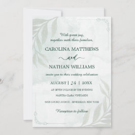 Convite de Casamento com Cantos Florais Simples e 
