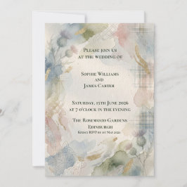 Convite de Casamento com Cardo Escocês em Aquarela