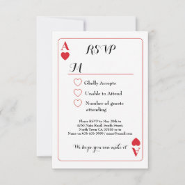 Convite de casamento com carta de baralho RSVP Ás 