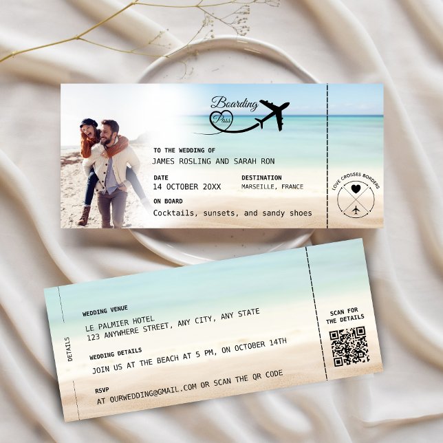 Convite de Casamento com Cartão de Embarque de Pra (Criador carregado)