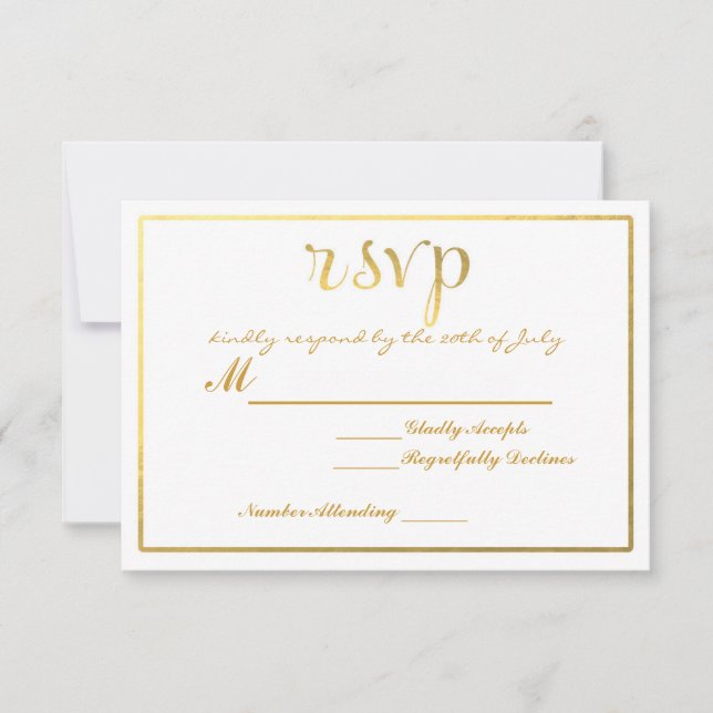 Convite de casamento com cartão de resposta RSVP e (Frente)