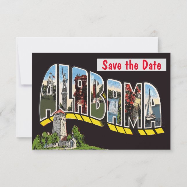 Convite de casamento com cartão-postal antigo do A (Frente)