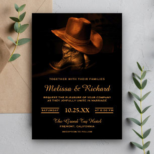 Convite de Casamento com Chapéu e Botas de Cowboy