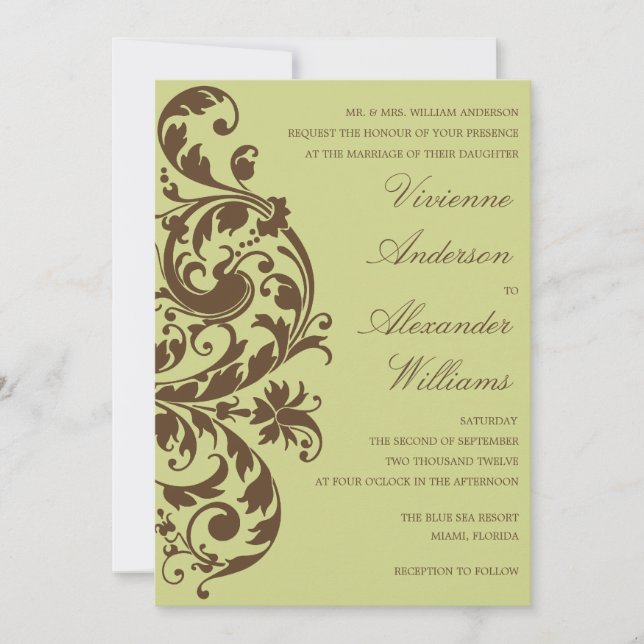 CONVITE DE CASAMENTO COM CHOCOLATE E KIWI FLORIDO (Frente)
