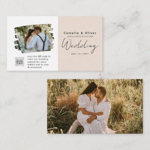 Convite de Casamento com Código QR Champagne Blush