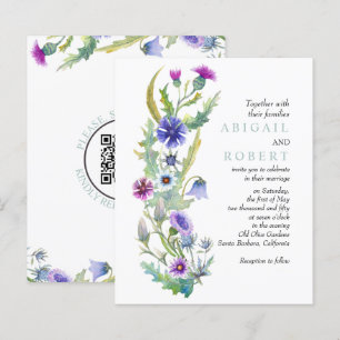 Convite de casamento com código QR com tema de flo