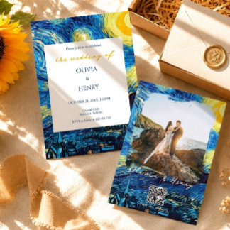 Convite de Casamento com Código QR da Foto da Noit