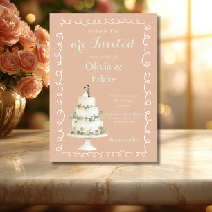 Convite de Casamento com Código QR de Bolo de Casa
