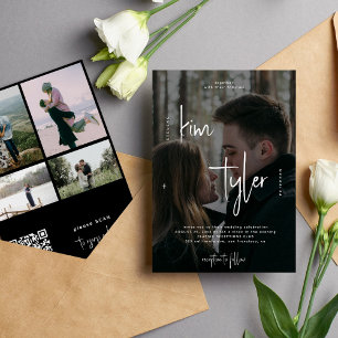 Convite de casamento com código QR de colagem de 5
