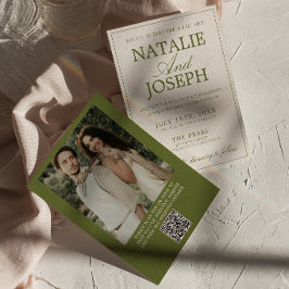 Convite de Casamento com Código QR de Foto Antigo