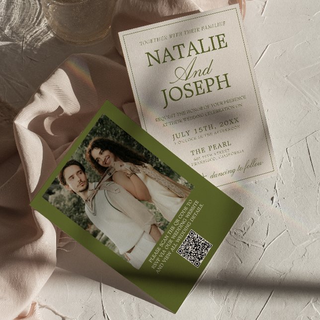 Convite de Casamento com Código QR de Foto Antigo  (Criador carregado)