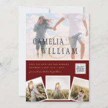 Convite de Casamento com Código QR de Foto Borgonh