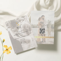 Convite de Casamento com Código QR de Foto com Mon