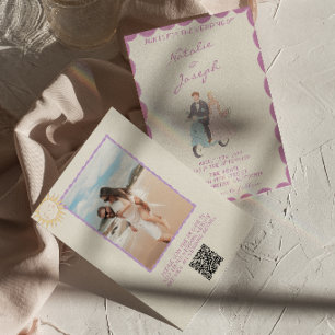Convite de Casamento com Código QR de Foto Desenha