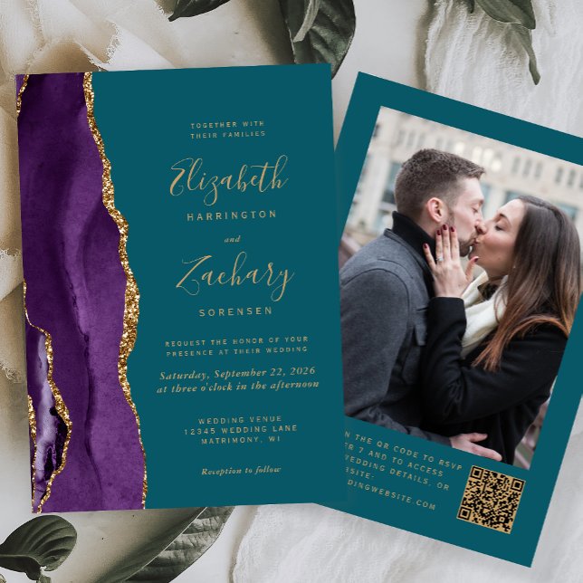 Convite de Casamento com Código QR de Foto em Ágat (Criador carregado)