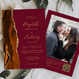Convite de Casamento com Código QR de Foto em Burg
