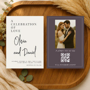 Convite de Casamento com Código QR de Foto em Letr