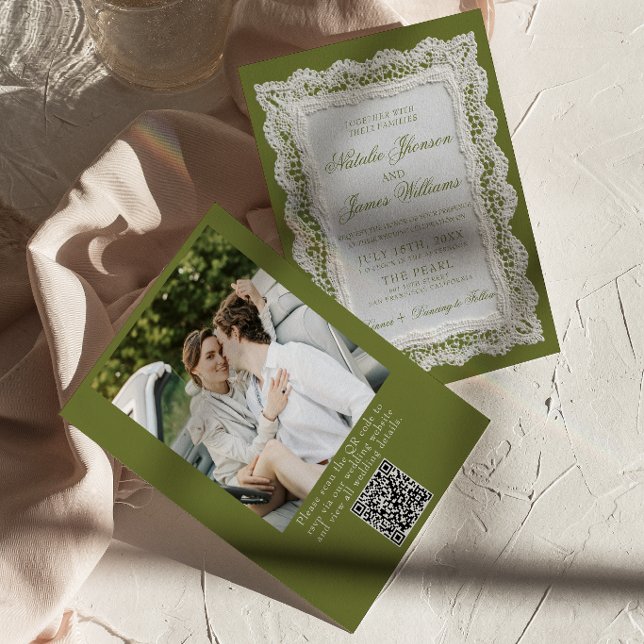 Convite de casamento com código QR de foto em rend (Criador carregado)