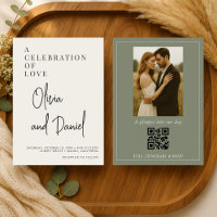 Convite de Casamento com Código QR de Foto em Scri