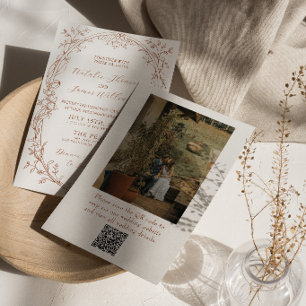 Convite de Casamento com Código QR de Foto em Terr