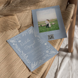 Convite de Casamento com Código QR de Foto Floral