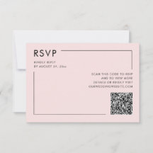 Convite de Casamento com Código QR de Foto Rosa Co