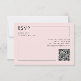 Convite de Casamento com Código QR de Foto Rosa Co