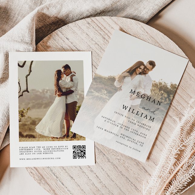 Convite de Casamento com Código QR de Foto Rústica (Criador carregado)