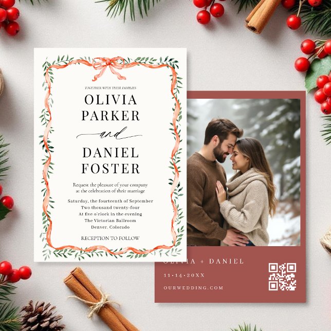 Convite de Casamento com Código QR de Inverno Foto (Criador carregado)