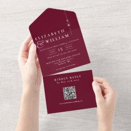 Convite de Casamento com Código QR de Monograma Mi