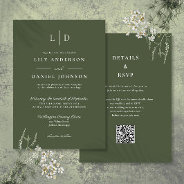 Convite de Casamento com Código QR de Monograma Mi