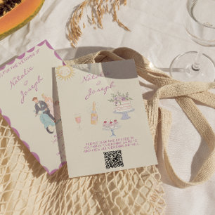 Convite de Casamento com Código QR Desenhado à Mão
