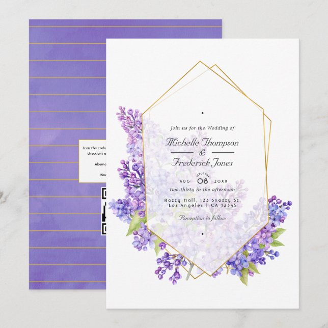 Convite de casamento com código QR do Herbário Vio (Frente/Verso)