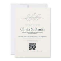 Convite de Casamento com Código QR do Ramo de Oliv