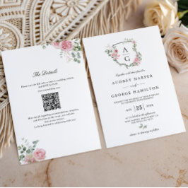 Convite de Casamento com Código QR e Brasão de Mon