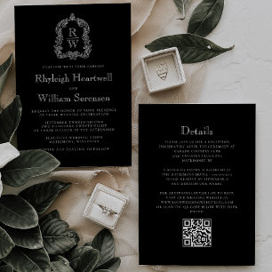 Convite de Casamento com Código QR e Brasão de Mon