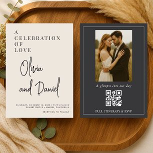 Convite de Casamento com Código QR e Foto em Letra