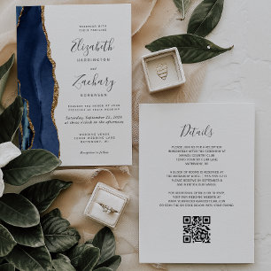 Convite de Casamento com Código QR em Ágata Dourad