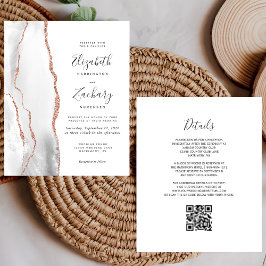 Convite de Casamento com Código QR em Agata Dourad