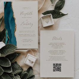 Convite de Casamento com Código QR em Ágata Marfim