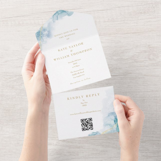 Convite de Casamento com Código QR em Aquarela Abs (Tearaway)