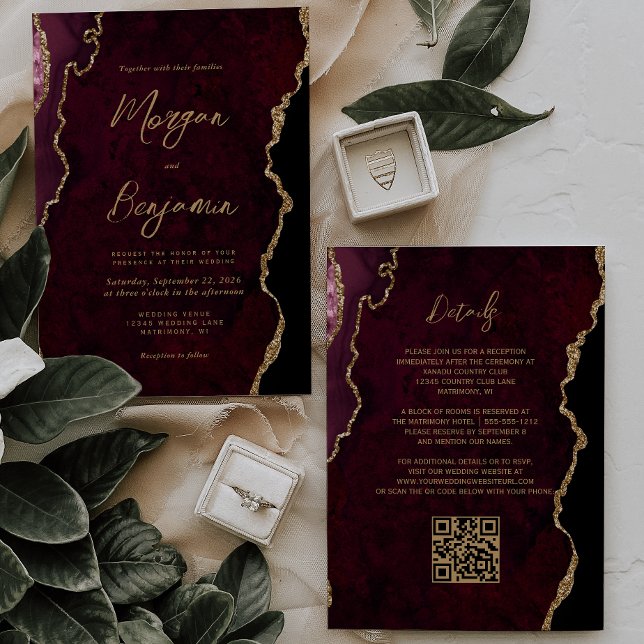 Convite de Casamento com Código QR em Grafia Ágata (Criador carregado)