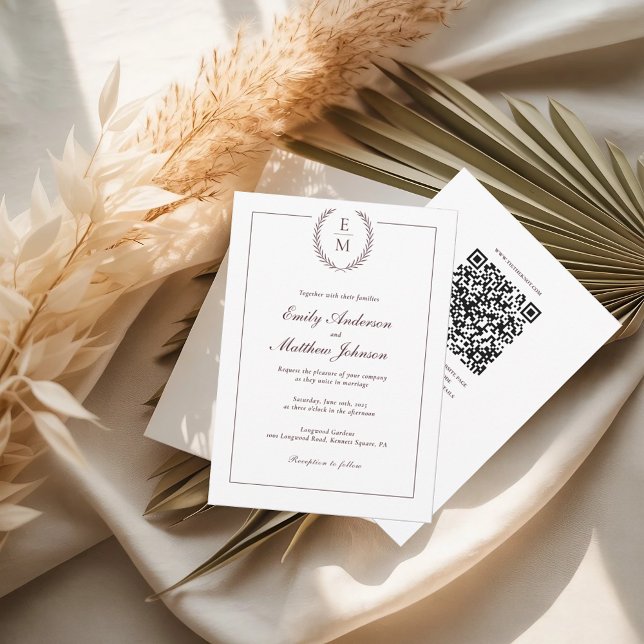 Convite de Casamento com Código QR em Louro Borgon (Criador carregado)