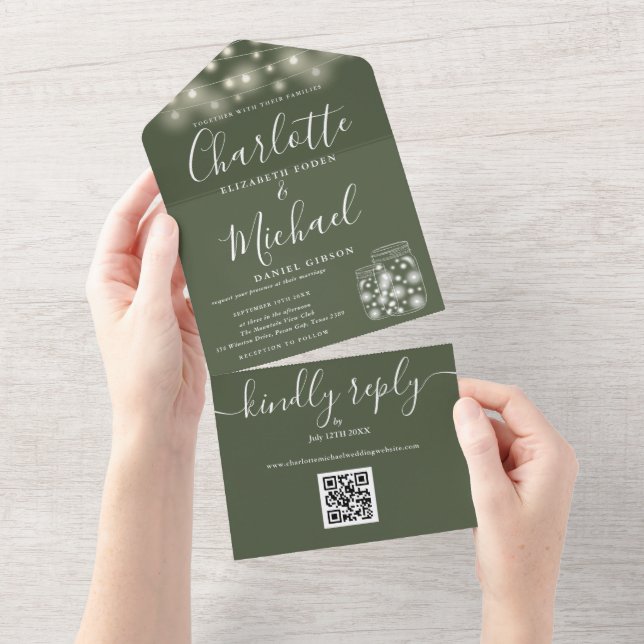 Convite de Casamento com Código QR em Pote de Pedr (Aba destacável)